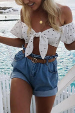 Elastic Waist Denim Shorts