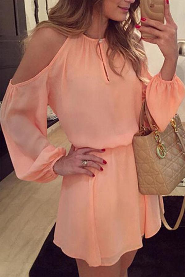 Chiffon Long Sleeve Mini Dress