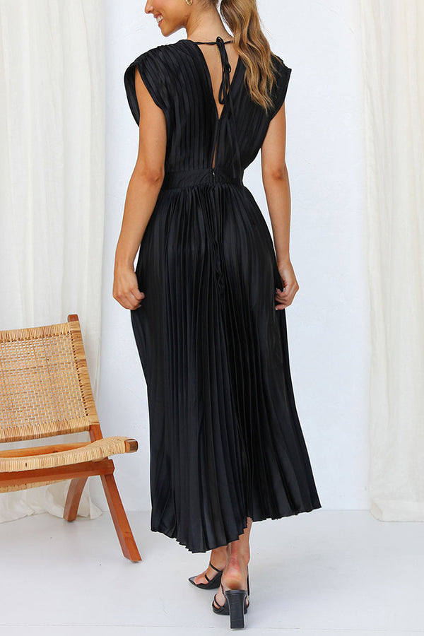 Hello Gorgeous Satin Pleated Midi Dress