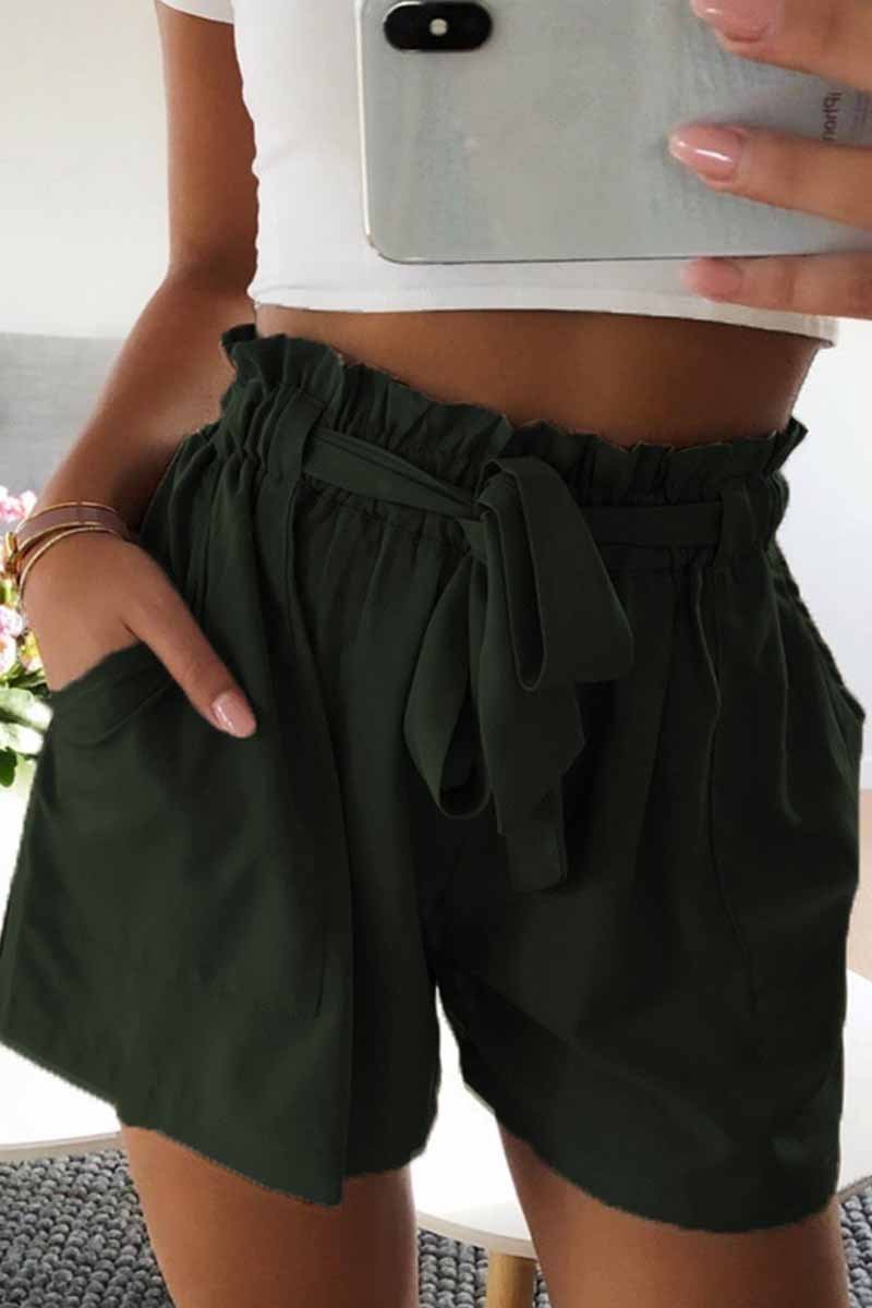 Casual Elastic Wide Leg Strap High Waist Shorts