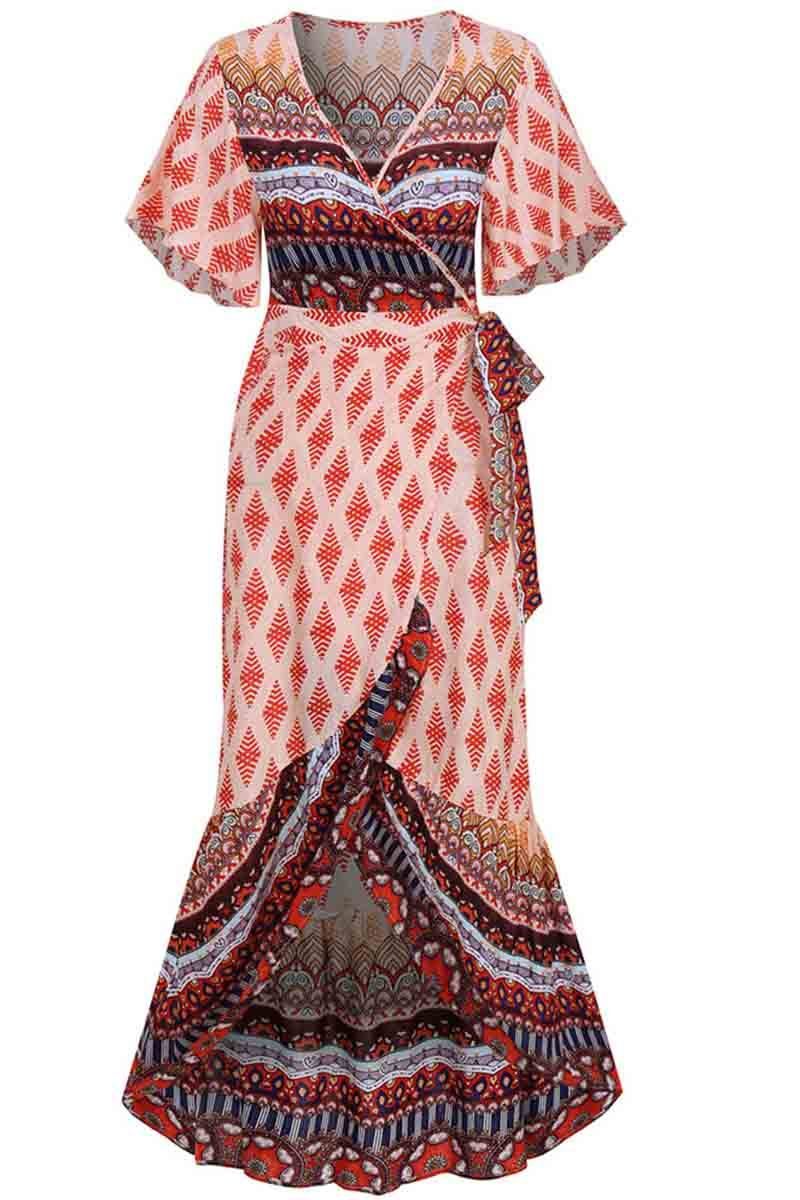 Bohemian Printed Midi Dress(3 colors)