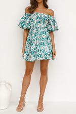 Off-shoulder Floral Ruffle Mini Dress