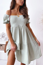 Enjoy The Days Off-shoulder Mini Dresses