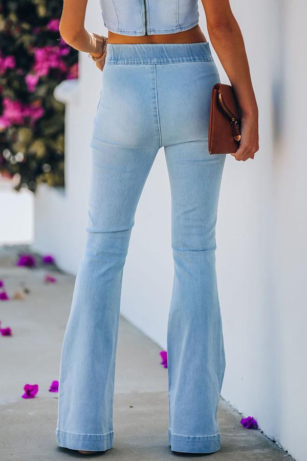 Oswald Zipper Bell Bottom Denim Pants