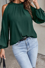 Everything and More Pleated Cold Shoulder Top