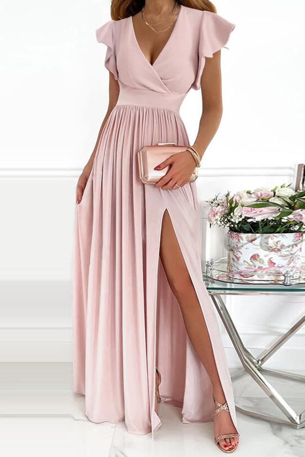 Loyalty Ruffle Sleeve A-line Skater Elegant Maxi Dress