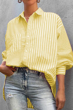 Take A Photo Pocket Striped Casual Blouse