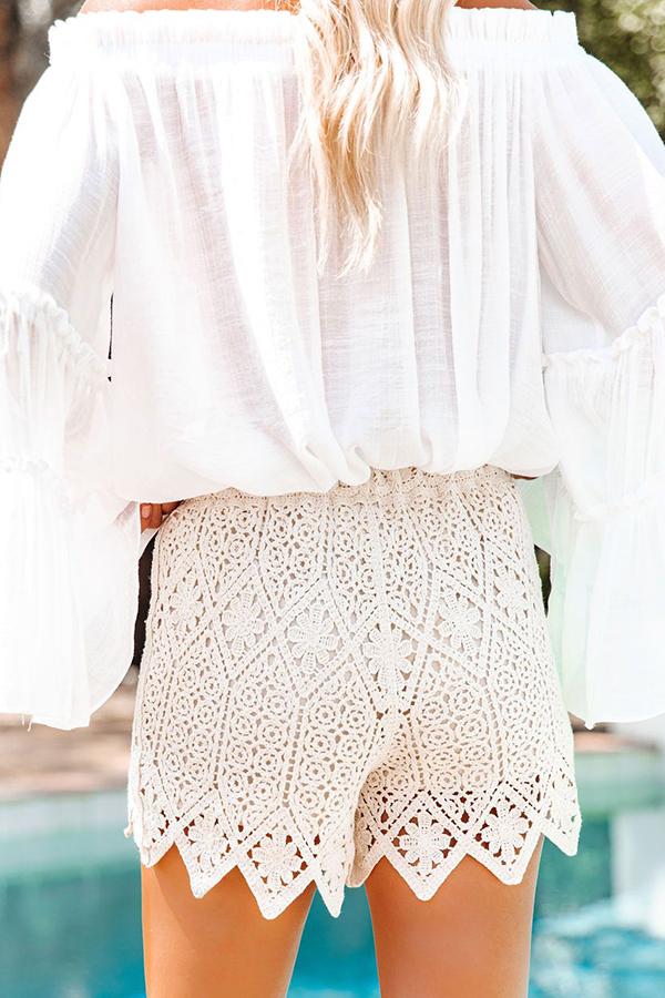 Doodle Cotton High Rise Crochet Shorts