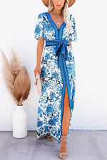 Rachelle Floral Slit Tie Maxi Dress