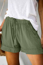 Elastic High Waist Adjustable Shorts