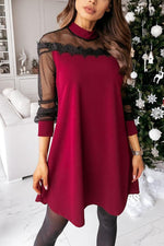 New Wave Fashion Lace Stitching A-line Dress