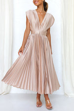 Hello Gorgeous Satin Pleated Midi Dress