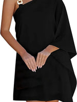 Batwing Sleeve Cold Shoulder Solid Evening Party Dress