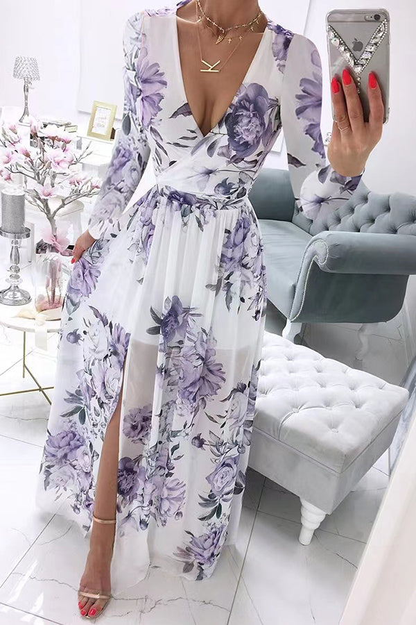 Enchant My Dreams Floral Slit Maxi Dress