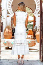 Be The One Crochet Lace Tiered Midi Dress