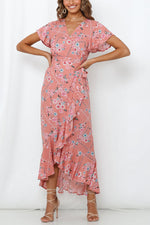 Let It Bloom Floral Wrap Drape Maxi Dress