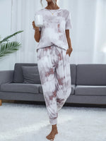 Two-Piece Short Sleeve Top & Drawstring Loose Pant Set