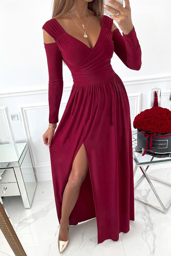 Rose Garden Split Sleeve Elegant Maxi Dress