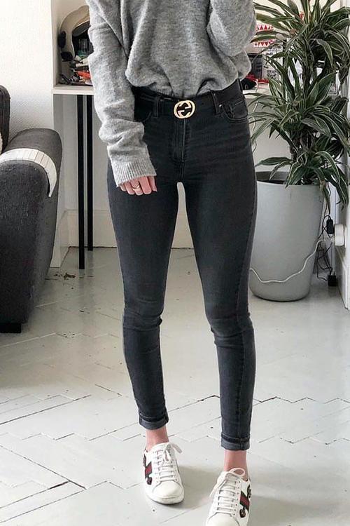 Classical High Waist Elastic Skinny Jeans