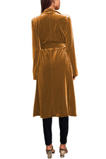 Downtown Elegance Pocketed Belt Velvet Midi Coat