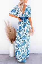 Rachelle Floral Slit Tie Maxi Dress