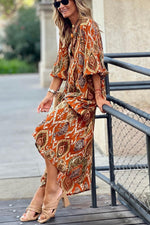 So 70's Multi Print Drape Maxi Dress