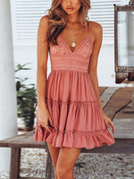 Tie Back Sleeveless Spaghetti Strap Mini Dress