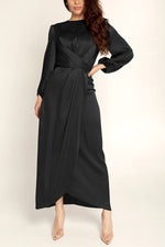 Beautiful Night Twist Waist Satin Maxi Dress