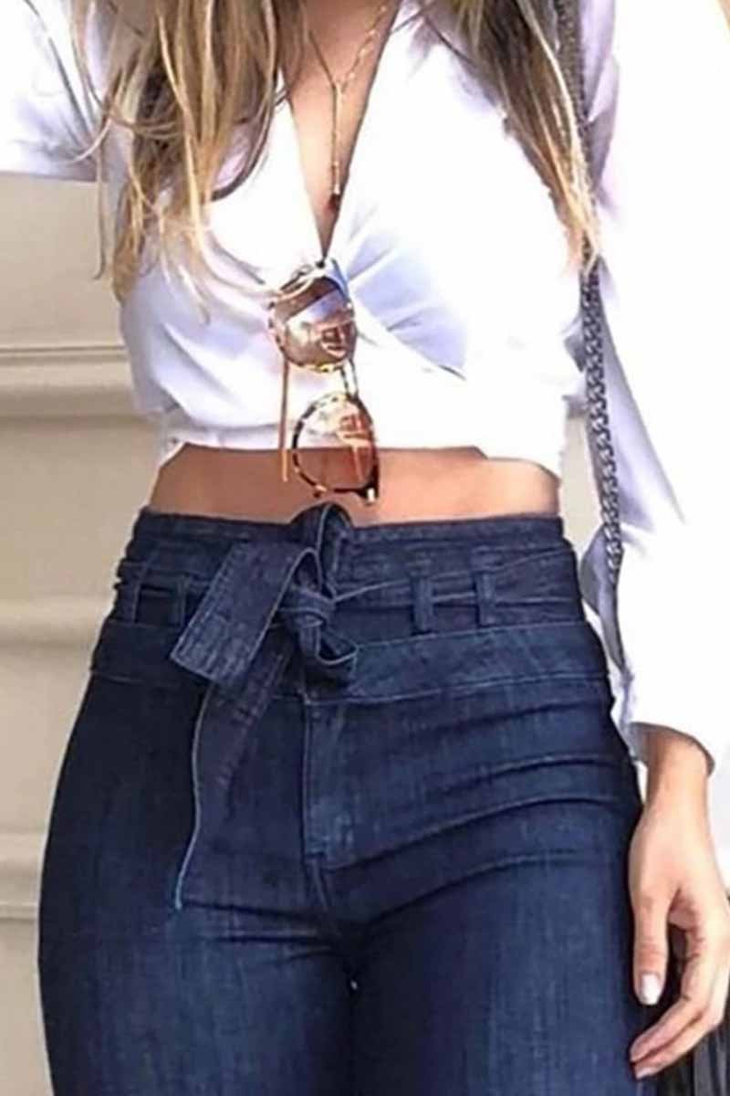 Florcoo Denim High Waist Bell-Bottom Jeans