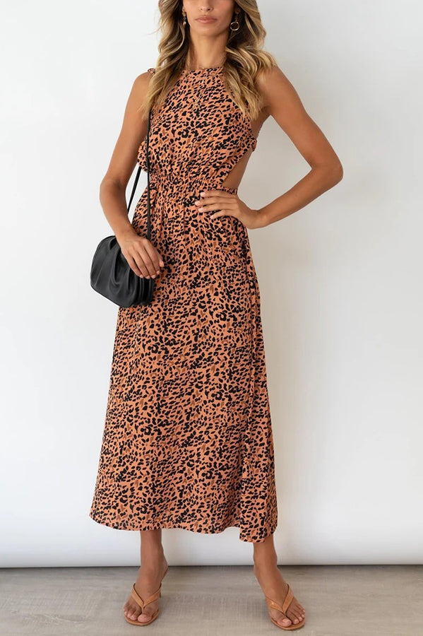 Shane Animal Print Backless Maxi Dress