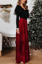 Romantic One Velvet Pleated Maxi Skirt