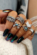 Lotus Feather Leaf Ring Set