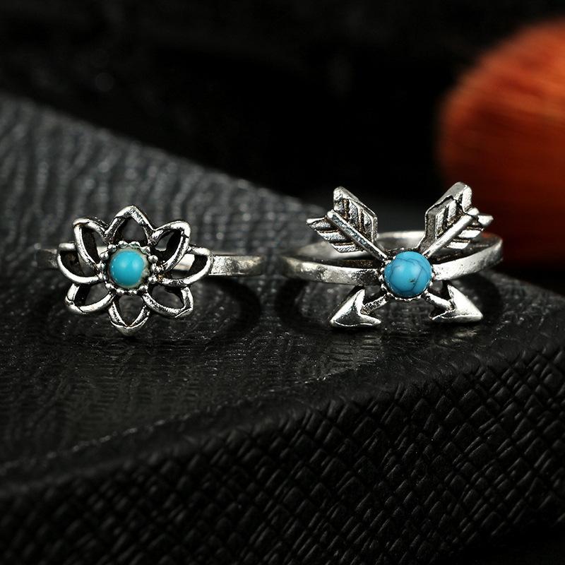 Lotus Feather Leaf Ring Set