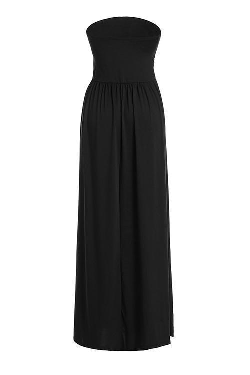 Pockets Strapless Maxi Dress