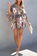 Last Minute Printed Bell Sleeve Mini Dress