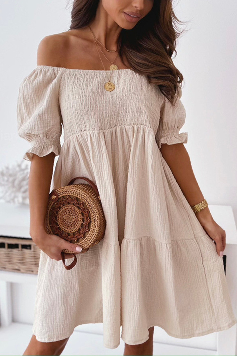 Enjoy The Days Off-shoulder Mini Dresses