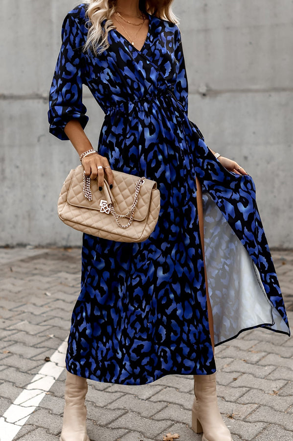 Same Old Song Leopard Print Slit Midi Dress