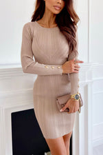 Creating Memories Ribbed Button Sleeve Mini Dress