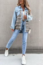 Denim Stitching Plaid Loose Jackets