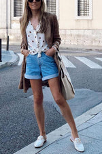 Classic Pocket High Waist Denim Shorts