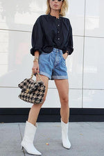 Classic Pocket High Waist Denim Shorts