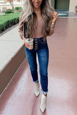 Classical Button High Waist Jeans