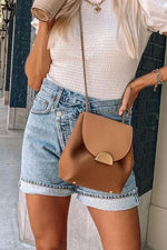 Cross Waist Denim Bermuda Shorts