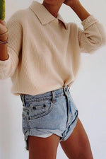 Hemming High Waist Denim Shorts