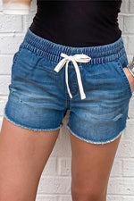 Drawstring Denim Shorts