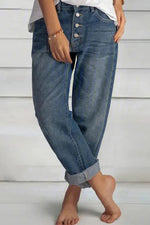 Button Loose Leg Jeans