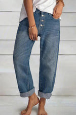 Button Loose Leg Jeans