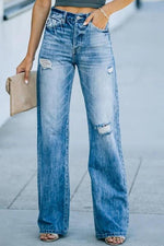 Distressed Straight Leg Jeans