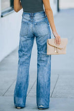 Distressed Straight Leg Jeans