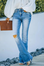 High Waist Ripped Flare Jeans